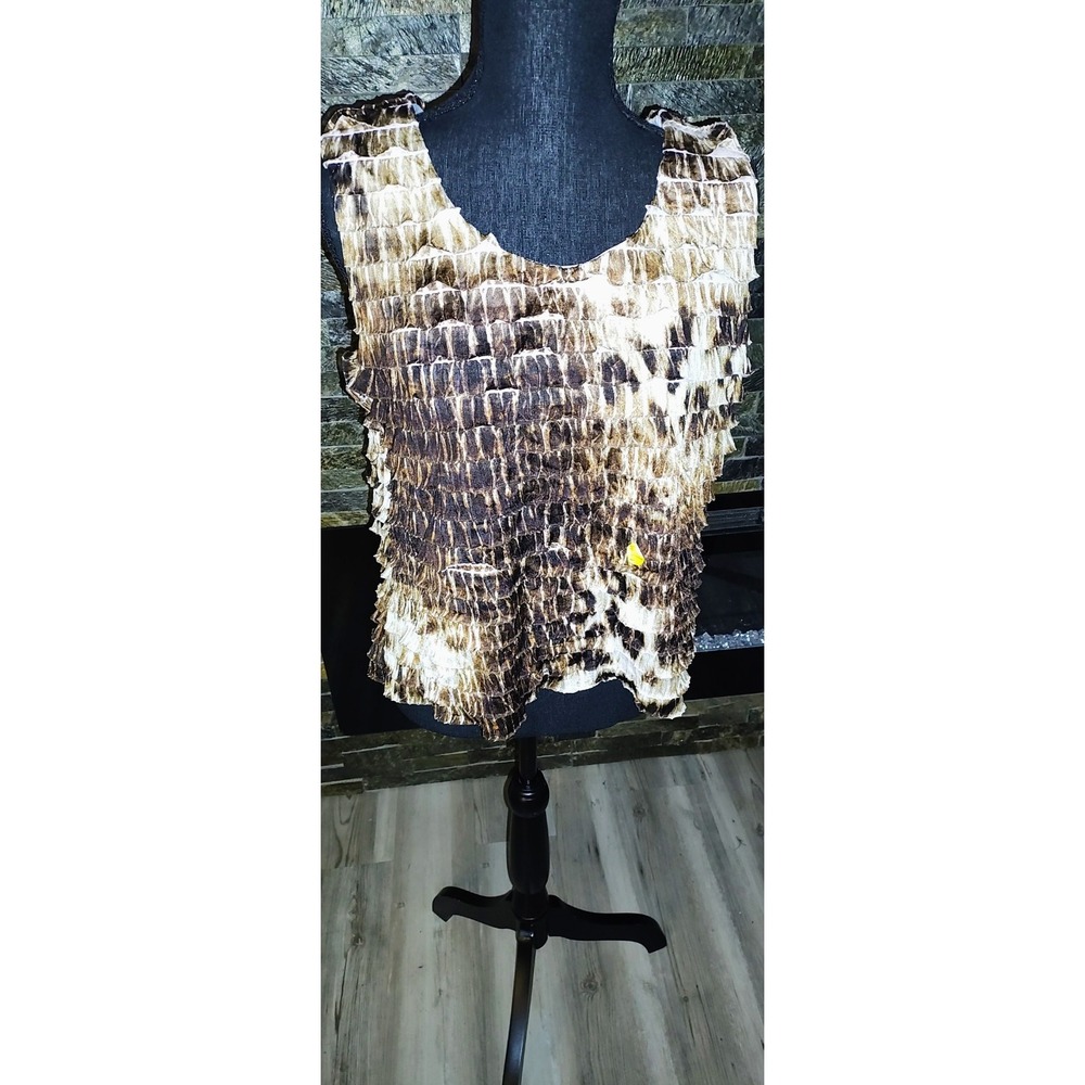 R&K Originals Petite 16P Sleeveless Stretch Ruffled Pullover Top Cottagecore